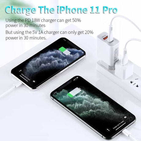 18W PD Type-c Chargeur Rapide pour Apple iPhone 11 Pro 12 XS Puissance Max Téléphone Portable chargeur rapide PD Adaptateur Avec Câble