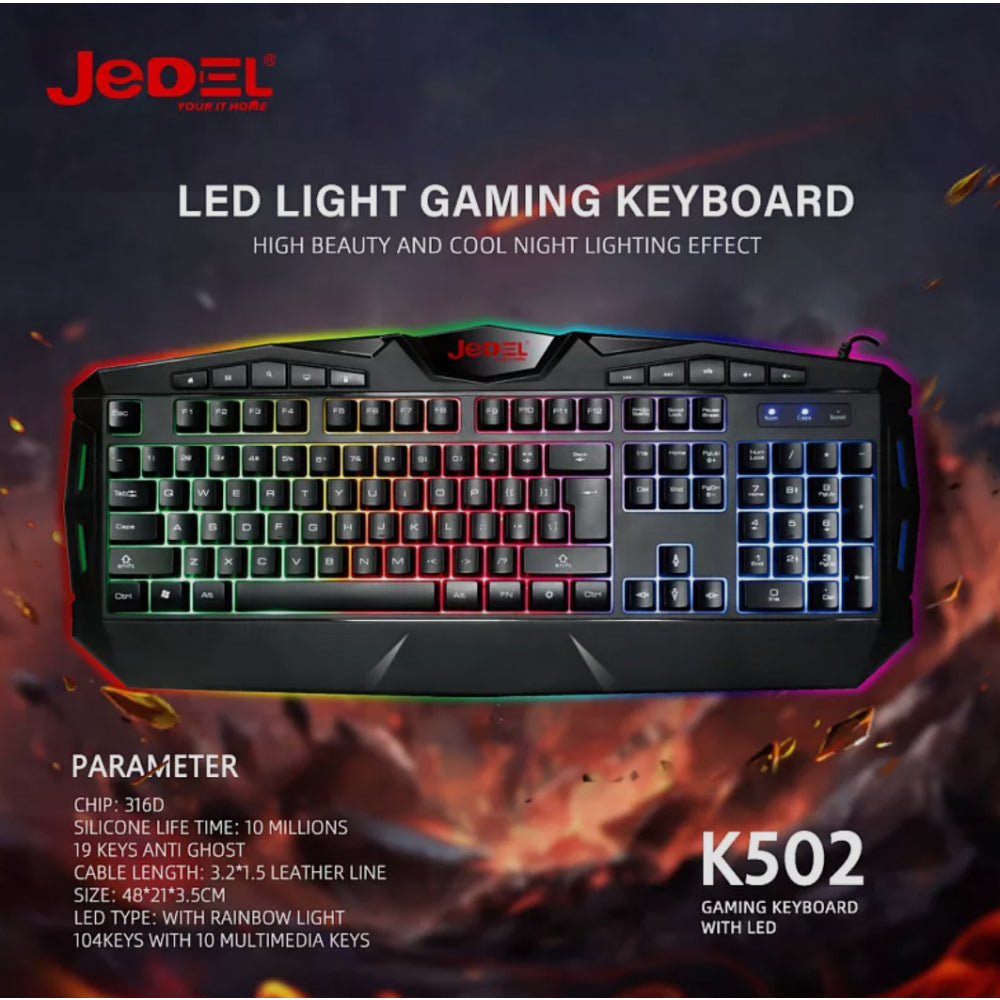 Clavier rétroéclairé de jeu JEDEL K502 - Yourtech.ma