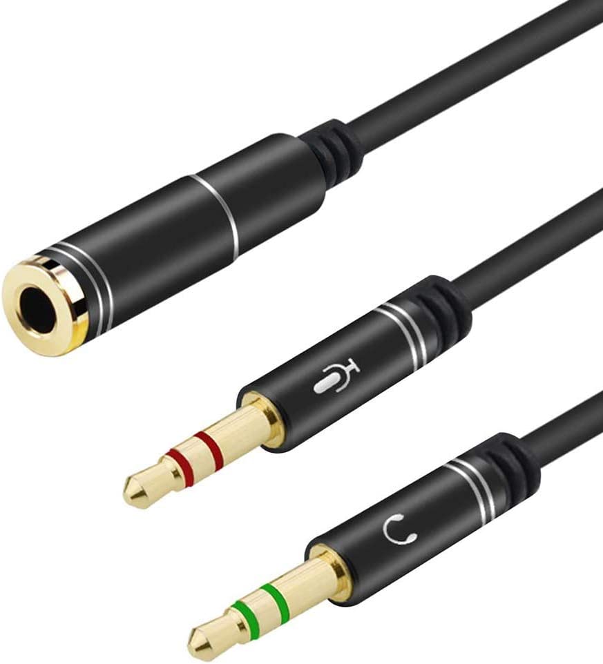 محول جاك، 3.5 مم أنثوي إلى 2 جاك مزدوج ذكر