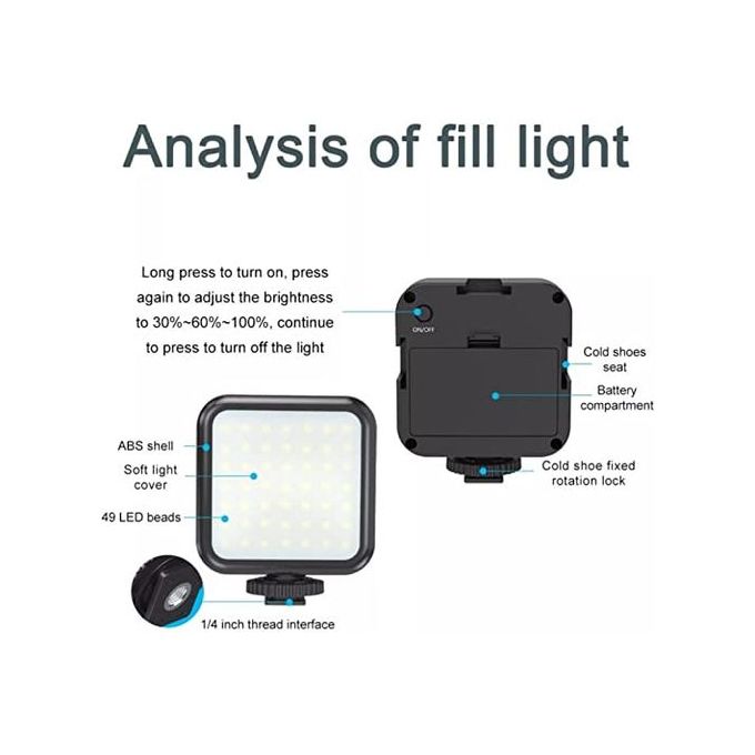Kit Vlogger Trépied avec Microphone fil aux 3.5mm et lumière
