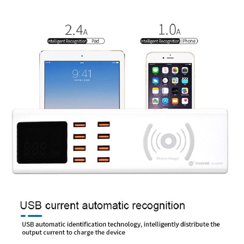 Smart Wireless Charger SUNSHINE SS-309WD 8 Port USB