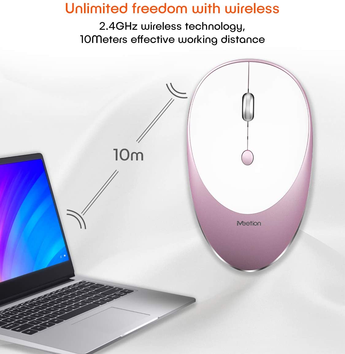 Souris Sans Fil Rechargeable Silent Meetion MT-R600 Rose