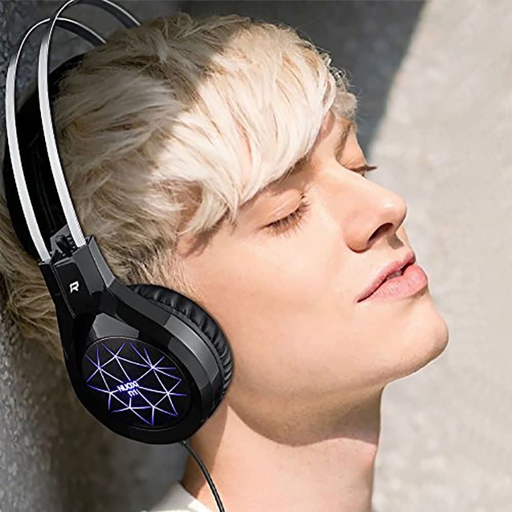 Casque de jeu NUOXI N1, isolation du bruit stéréo basse filaire de 3,5 mm avec microphone LED de respiration à 7 couleurs