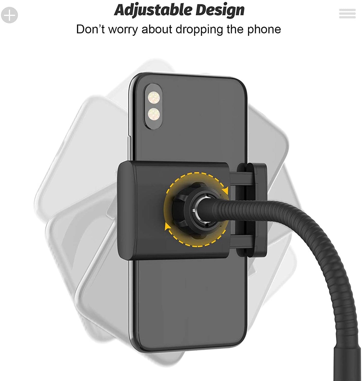 Support de support de téléphone à col de cygne, support de téléphone réglable à 360 °