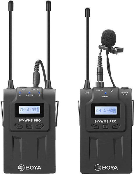 Boya By-Wm8 Pro-K1 Uhf Kit de Microphone Lavalier sans fil pour caméra Eng Efp Dslr