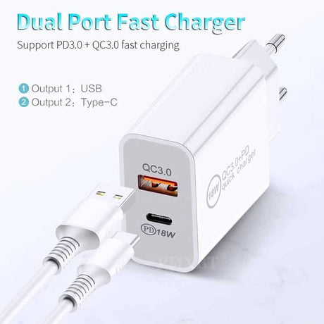 18W PD Type-c Chargeur Rapide pour Apple iPhone 11 Pro 12 XS Puissance Max Téléphone Portable chargeur rapide PD Adaptateur Avec Câble