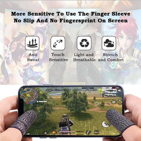 2 Piece Prêt Stock doigts manches pour jeu Mobile jeu Contact Sn doigt lit lisse mince Anti-transpiration
