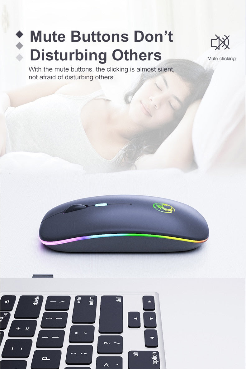 Souris Sans Fil IMICE E-1300 Rechargeable Silencieux RGB
