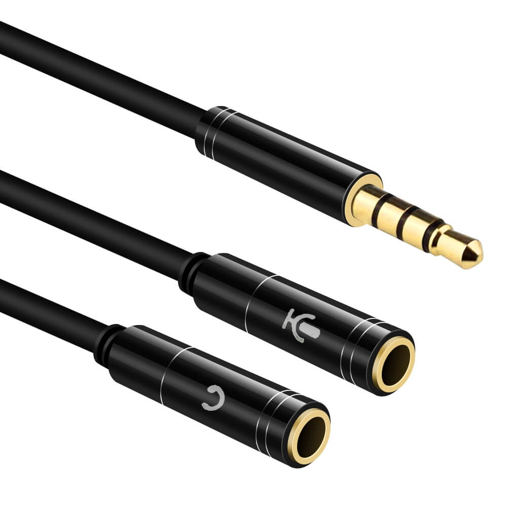 محول جاك، 3.5 مم ذكر إلى 2 جاك أنثوي مزدوج