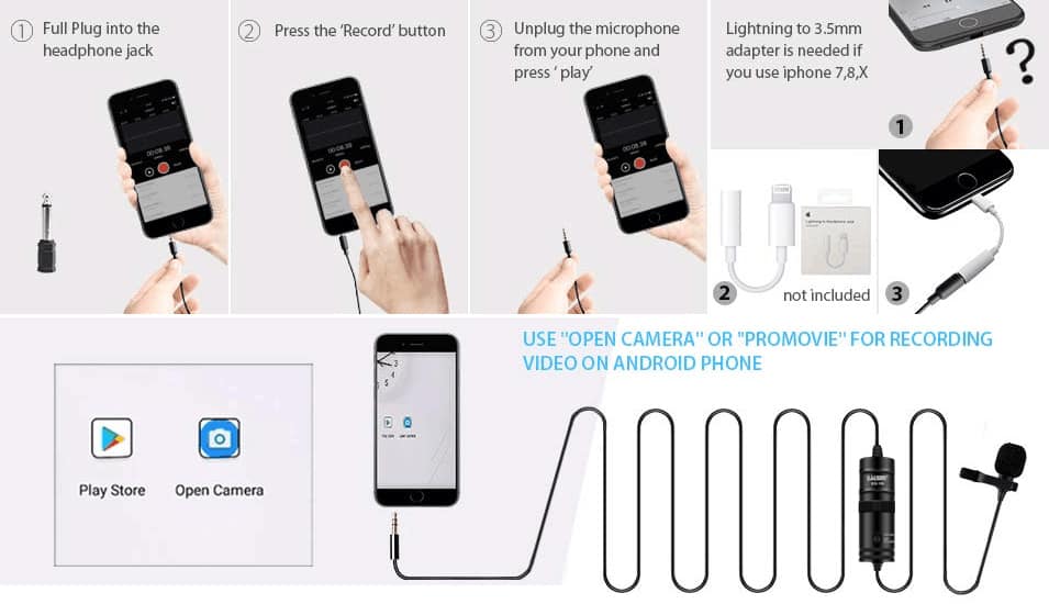 BOYA BY-M1 3.5mm Audio Video Record Lavalier Lapel Microphone