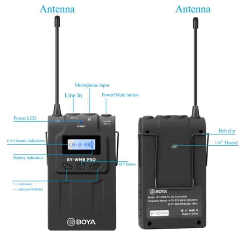 Boya By-Wm8 Pro-K1 Uhf Kit de Microphone Lavalier sans fil pour caméra Eng Efp Dslr