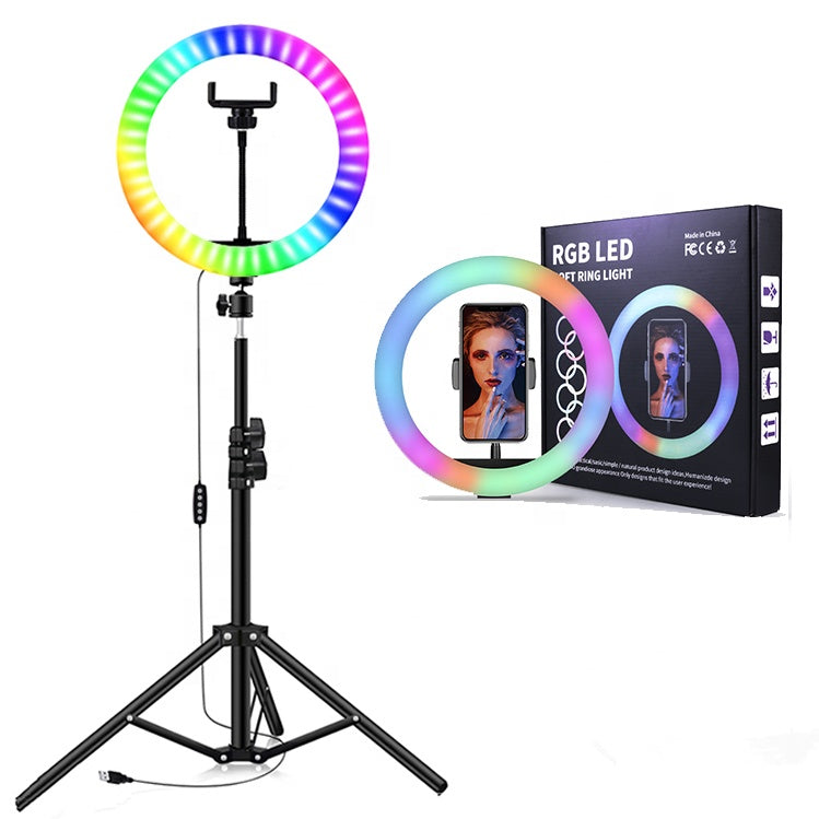 MJ33 RGB LED Soft Ring Light 33CM avec trépied et  support de téléphone