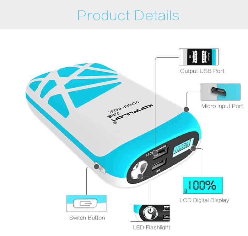 Original konfulon power bank 15000 mah 2.1A 2020 Nest III