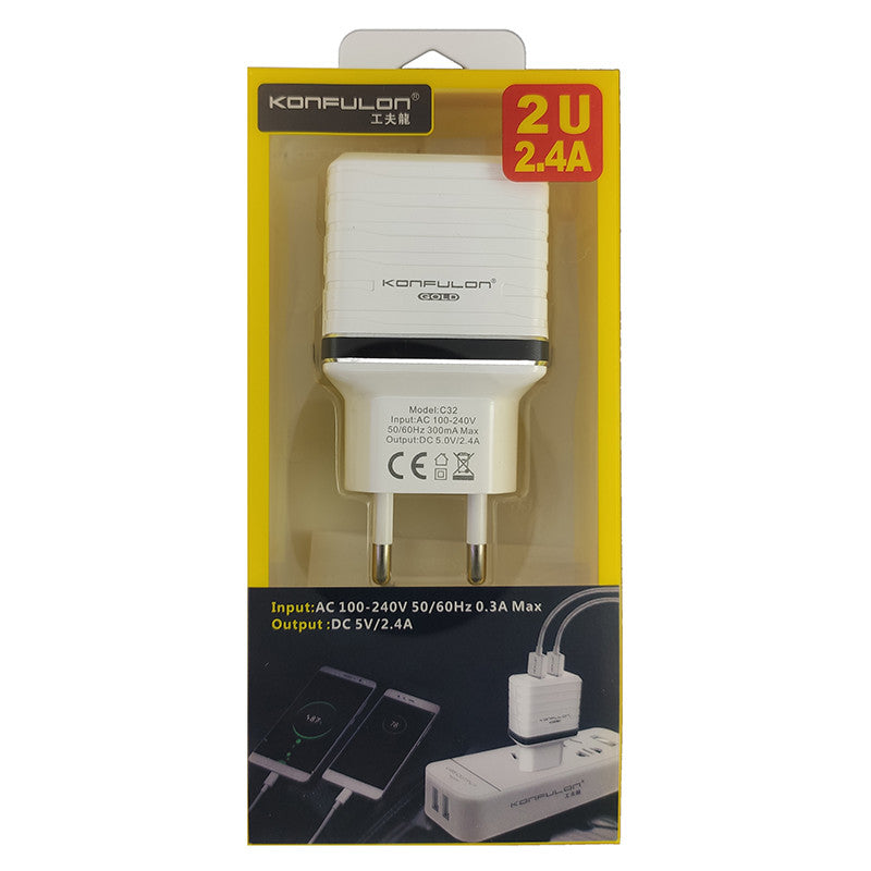شاحن كونفولون C32، 2xUSB 2.4A