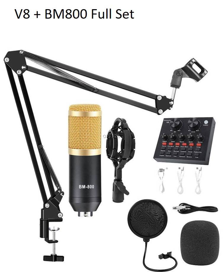 Ensemble Microphone BM800 avec Carte Son V8 (Alimentation 48V nécessaire)