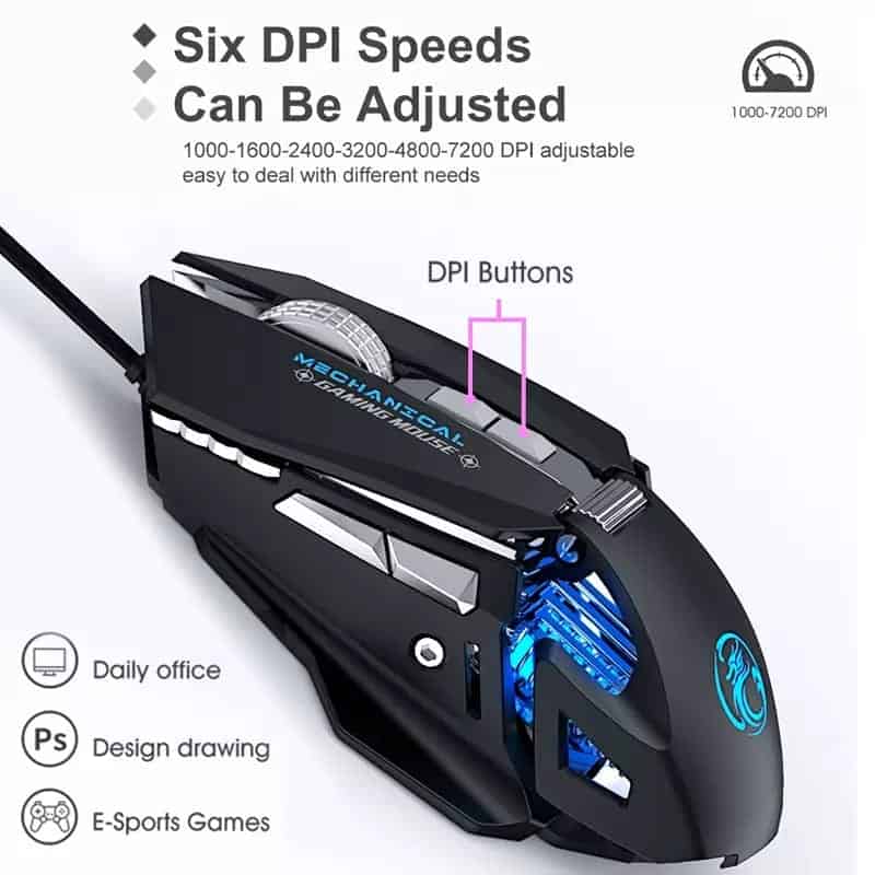 IMice T96 7200 DPI rvb souris de jeu mécanique USB filaire ordinateur Gamer souris optiques pour ordinateur portable jeu souris Macros personnalisées