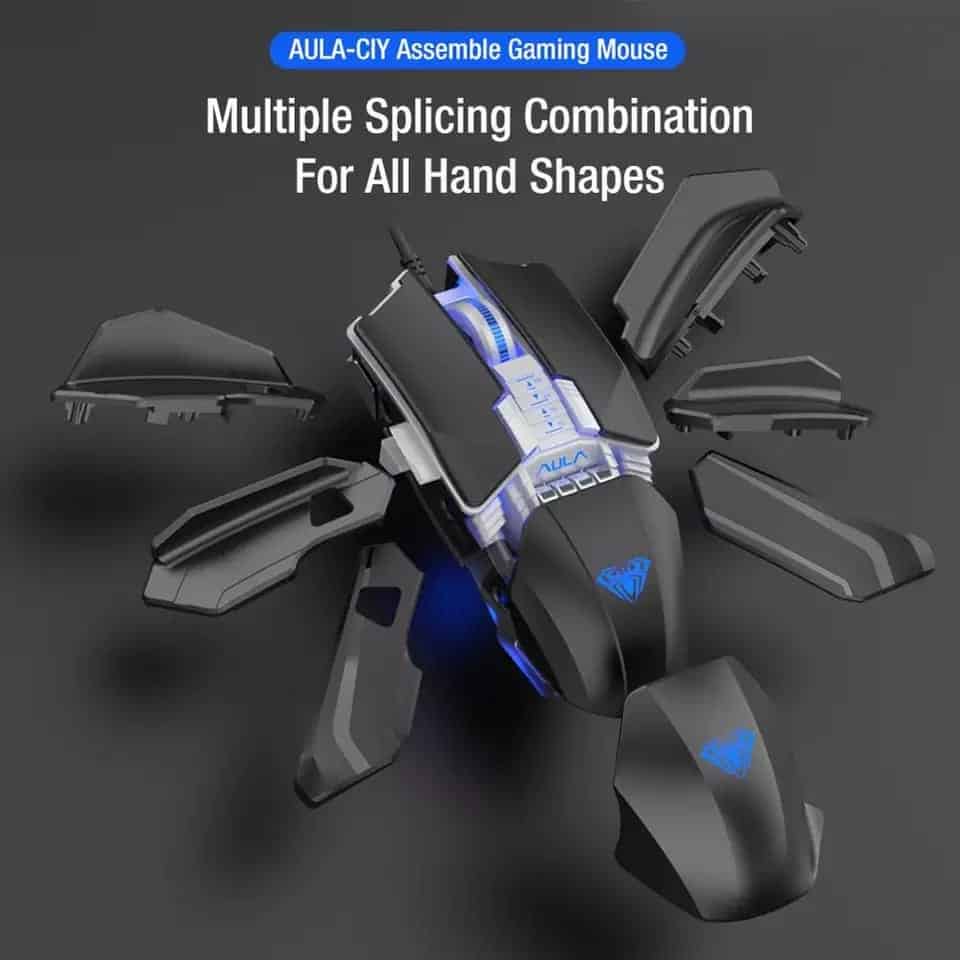 AULA H508 souris de jeu filaire ailes latérales 7 boutons 4800DPI souris USB ergonomique rétro-éclairage optique Mause pour ordinateur de bureau Gamer