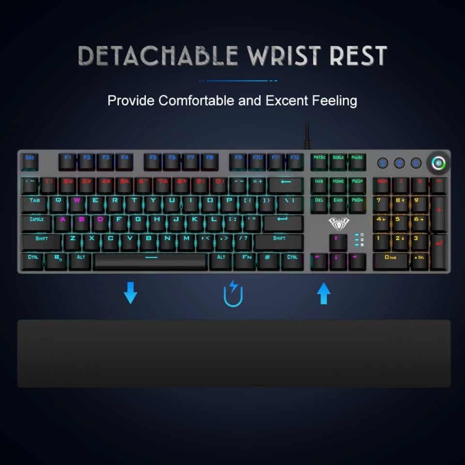 Clavier mécanique de jeu d'aula F2088 commutateur bleu brun a câblé le clavier rétro-éclairé de mélange 104 touches Anti-image fantôme pour le PC de bureau de joueur