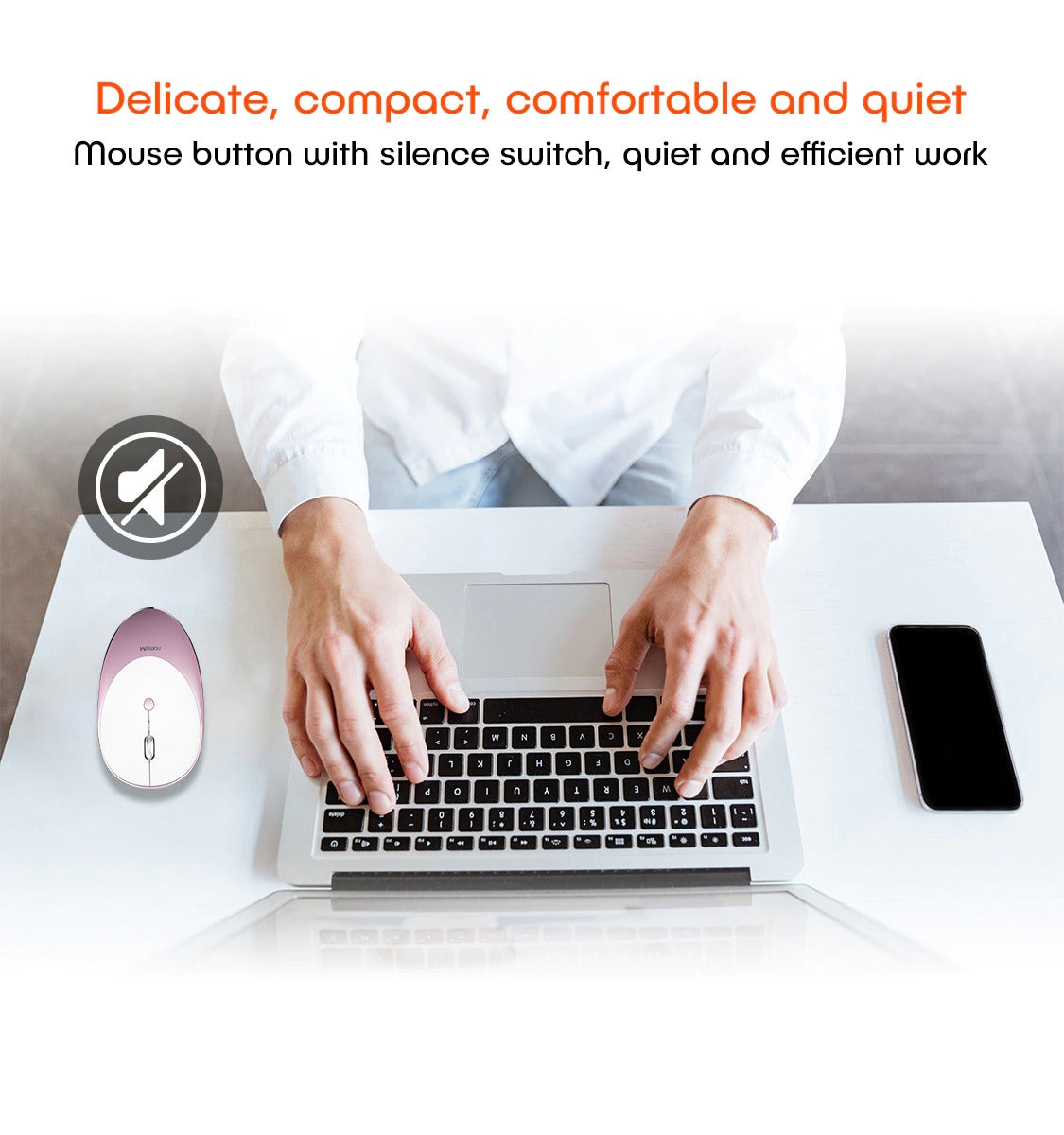 Souris Sans Fil Rechargeable Silent Meetion MT-R600 Rose