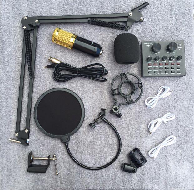 Ensemble Microphone BM800 avec Carte Son V8 (Alimentation 48V nécessaire)
