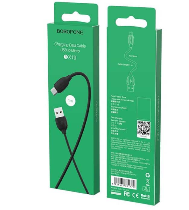 original Câble de données de charge universel BOROFONE BX19 pour iPhone SONY Samsung Apple