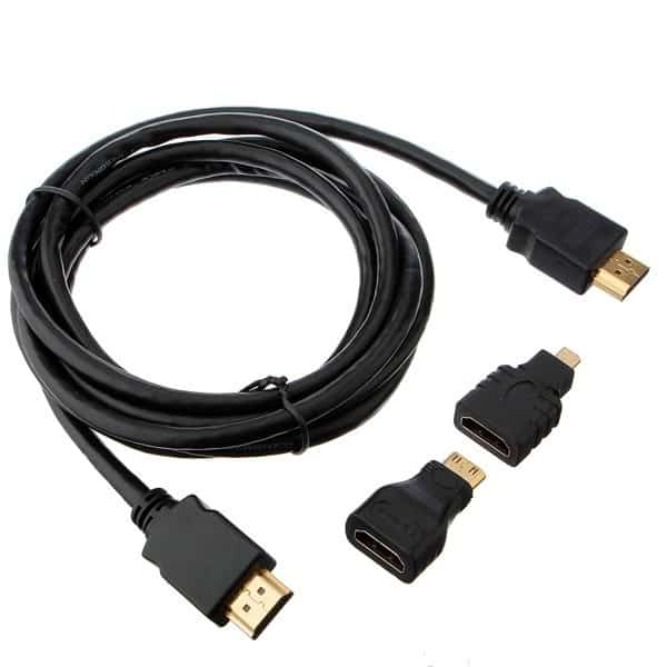 CÂBLES ADAPTATEURS HDMI 3 EN 1 HDMI À MINI / MICRO HDMI POUR TÉLÉPHONE MOBILE PC TV HDMI