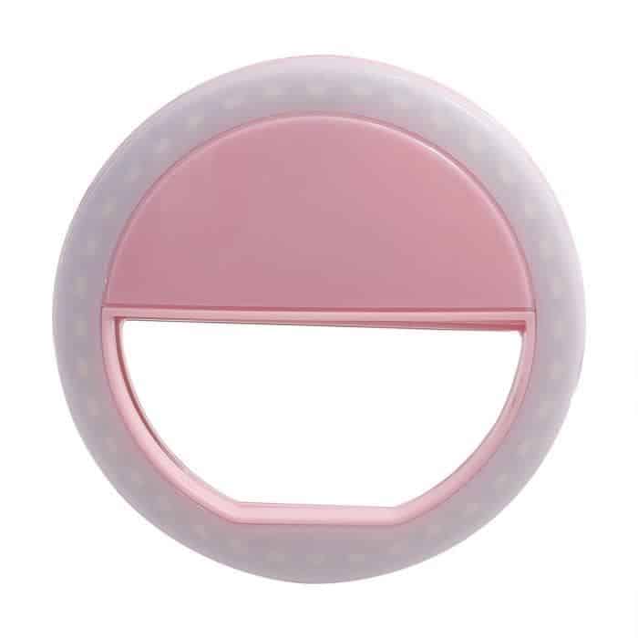Clip à piles Selfie Ring Light pour appareil photo de téléphone Photographie vidéo Rose/Blue