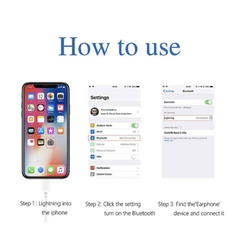 Adaptateur Lightning vers Jack 3,5 mm Bluetooth Facephone