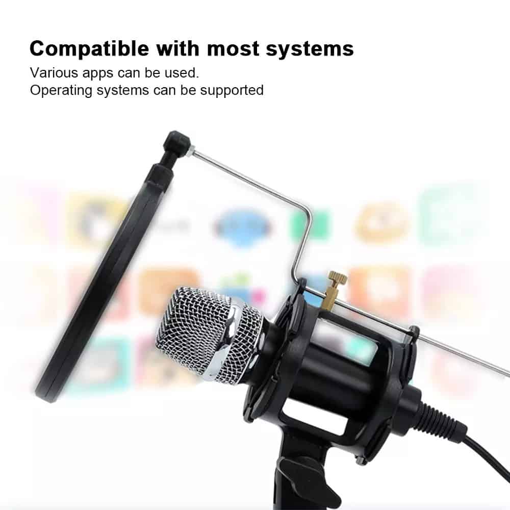 Mini microphone à condensateur Microphone PC 3,5 mm Plug and Play Home Studio Podcast Microphones d'enregistrement vocal avec support mini MIC Filtre acoustique double couche pour téléphone portable PC Tablet