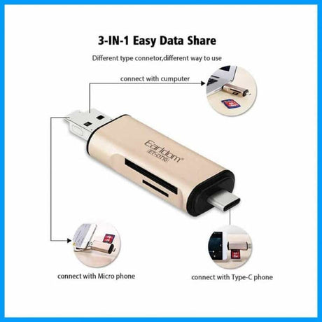 Earldom ET-OT10 3 in 1 Multi Card Reader OTG