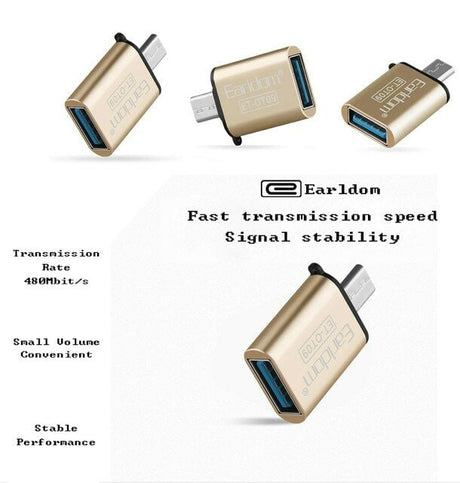 Аdapter, Earldom, OT09, USB F to Micro USB, OTG, Different colors - 11042