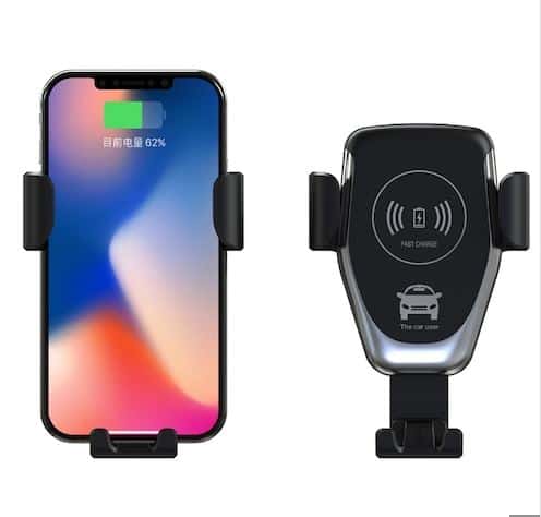 Gocomma 10W QI Support de montage de voiture pour chargeur rapide sans fil - Noir