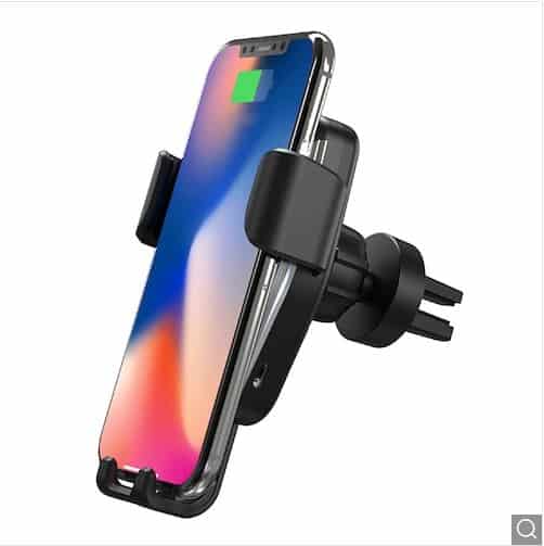 Gocomma 10W QI Support de montage de voiture pour chargeur rapide sans fil - Noir