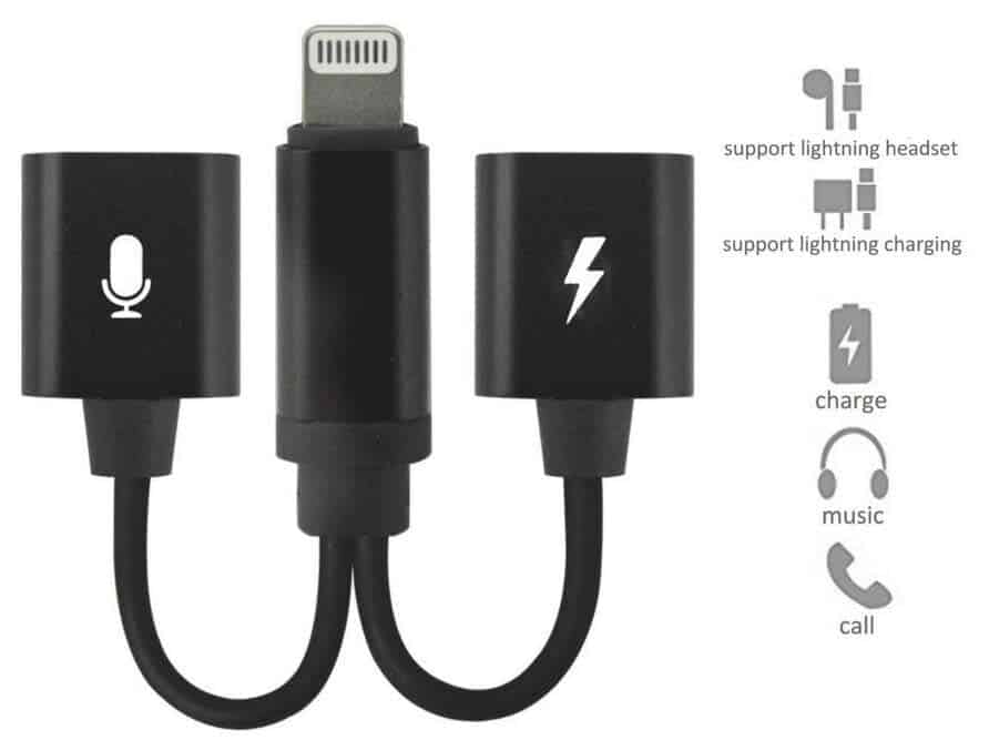 Cable adaptateur de prise ip double 3in1 Convertisseur d'appel audio de charge