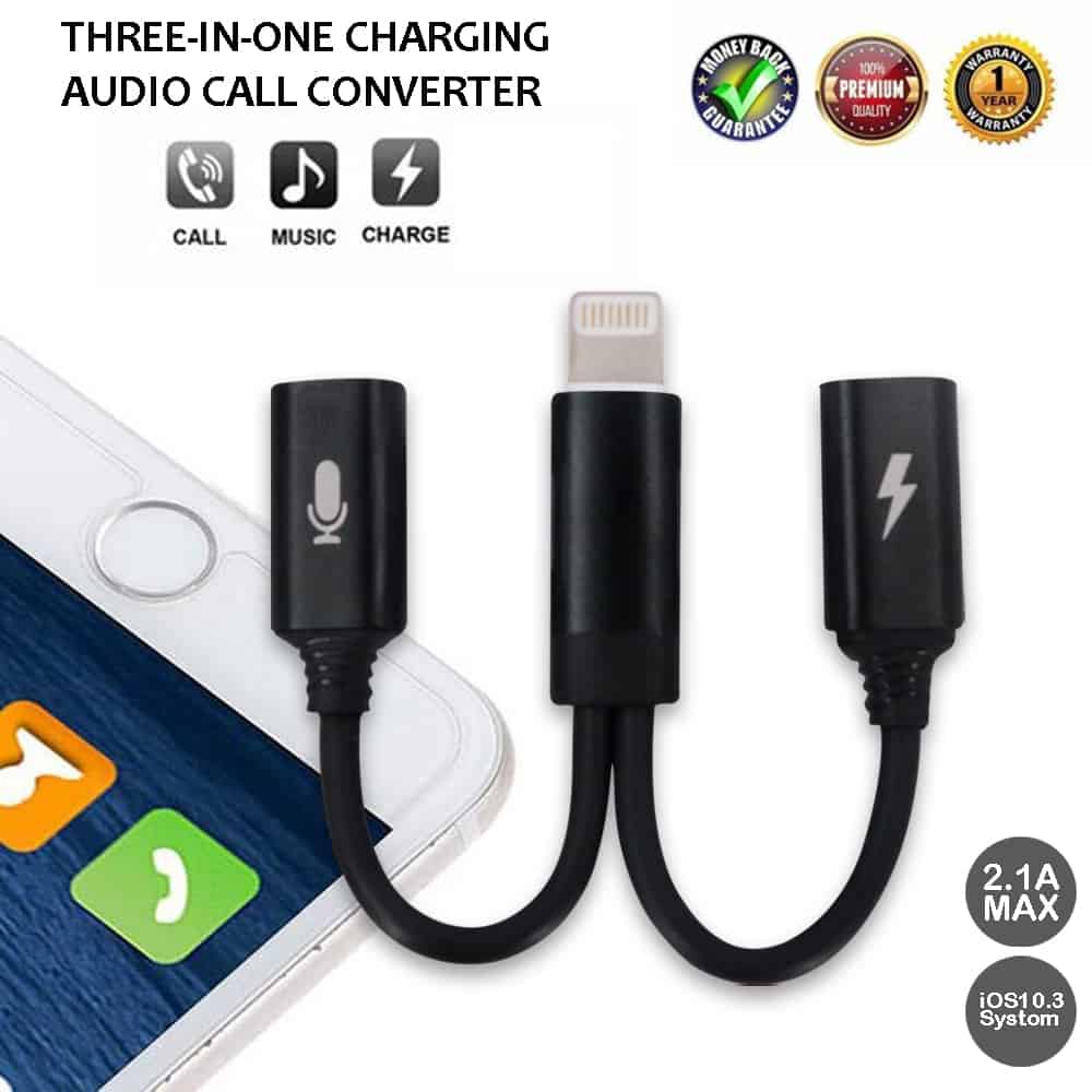 Cable adaptateur de prise ip double 3in1 Convertisseur d'appel audio de charge