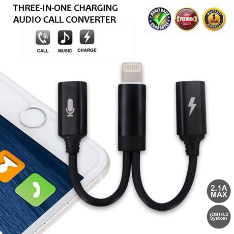 Cable adaptateur de prise ip double 3in1 Convertisseur d'appel audio de charge