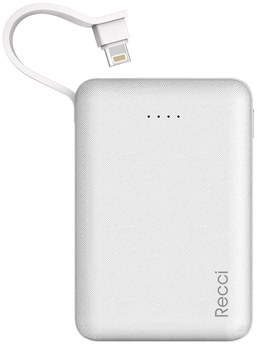 Batterie Externe Recci WISER RW-10000, 10000mAh, 1 Port USB - Noir et Blanc