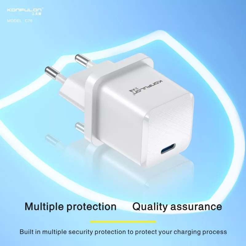 شاحن منزلي KONFULON C76 gan PD KĆ 30W أبيض