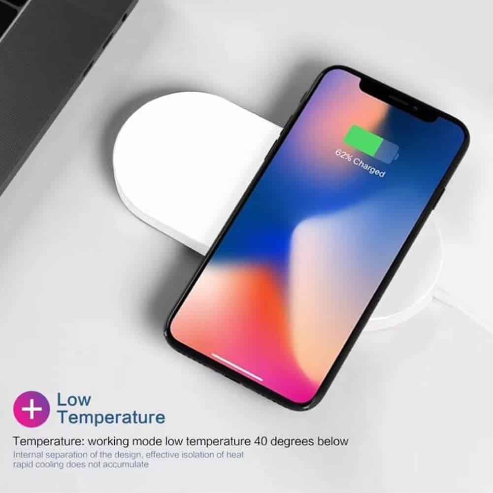 Chargeur sans fil FACEVER 2 en 1 Qi Compatible Apple Watch iWatch Series 3 2 & Qi-Enable Smartphone, Chargeur rapide Compatible iPhone X XS MAX XR 8 8 Plus, Samsung S9 S8 S7 S6 Edge + Note 8, Blanc