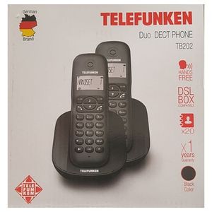 TÉLÉPHONE TELEFUNKEN DUO TB 202 SANS FIL NOIR