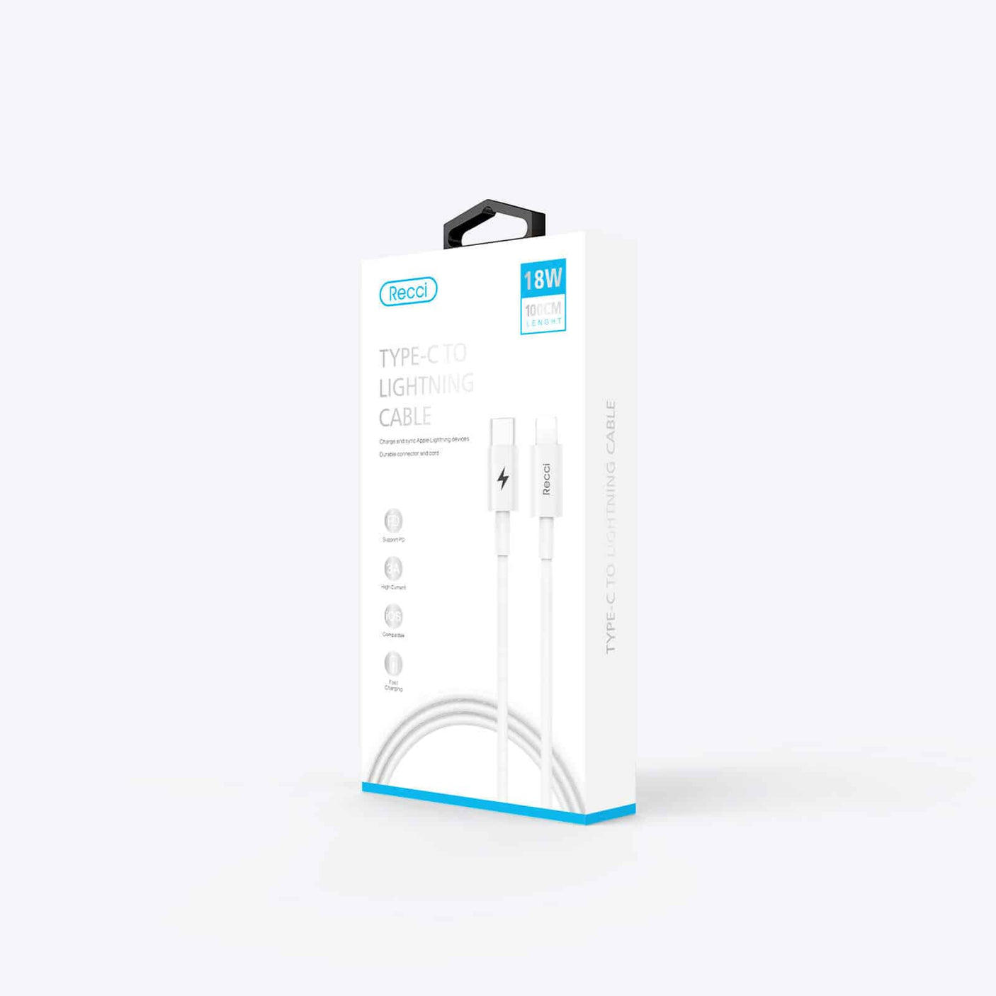 RECCI Type-C TO Lightning PD 18W Power Delivery Câble de charge rapide pour Iphone C