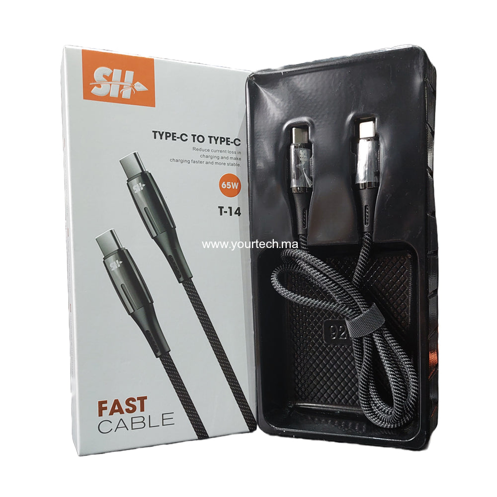Cable Type C vers Type C 65W Fast Charge
