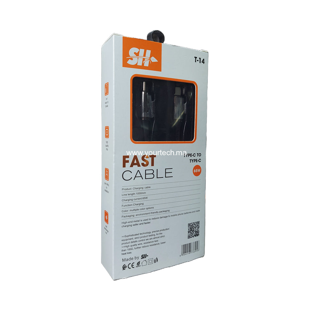 Cable Type C vers Type C 65W Fast Charge