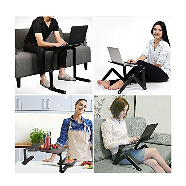 طاولة قابلة للطي للكمبيوتر المحمول مع مروحتين