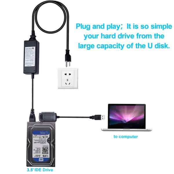 USB à SATA IDE 2.5 3.5 Câble adaptateur convertisseur pour HDD/SSD disque dur CD/DVD/RW CD-ROM