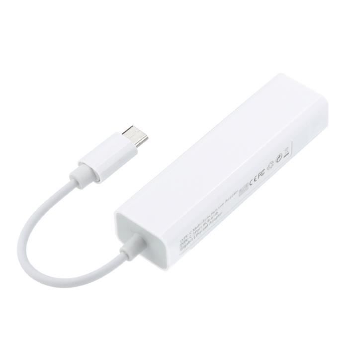 Adaptateur réseau USB 2.0 Ethernet RJ45 Lan 100M Adaptateur pour Ethernet 10 / 100Mbps avec 3 ports USB HUB Convient pour U disque, lecteur de cartes, boîte de disque dur et d'autres équipements