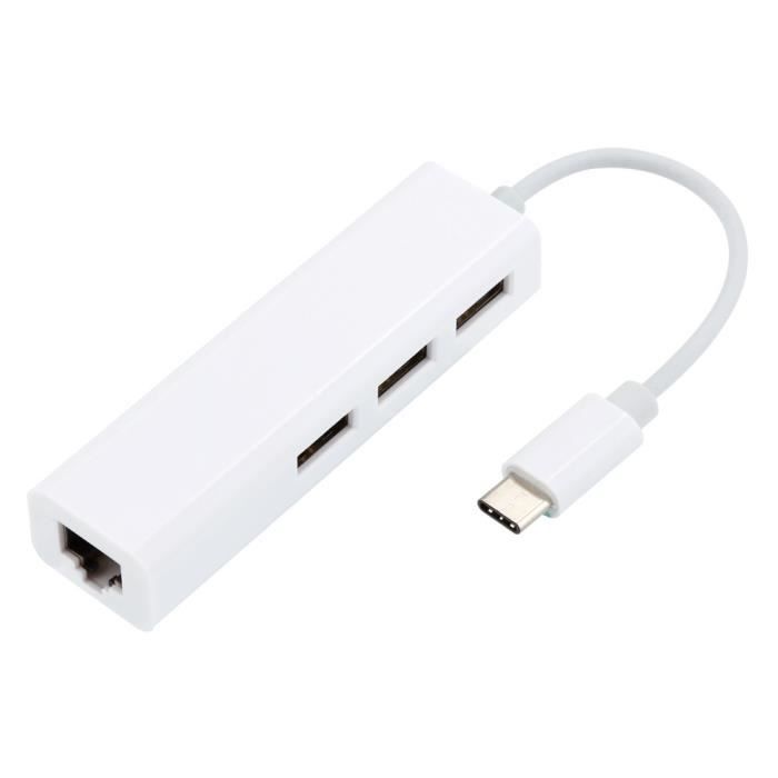 Adaptateur réseau USB 2.0 Ethernet RJ45 Lan 100M Adaptateur pour Ethernet 10 / 100Mbps avec 3 ports USB HUB Convient pour U disque, lecteur de cartes, boîte de disque dur et d'autres équipements