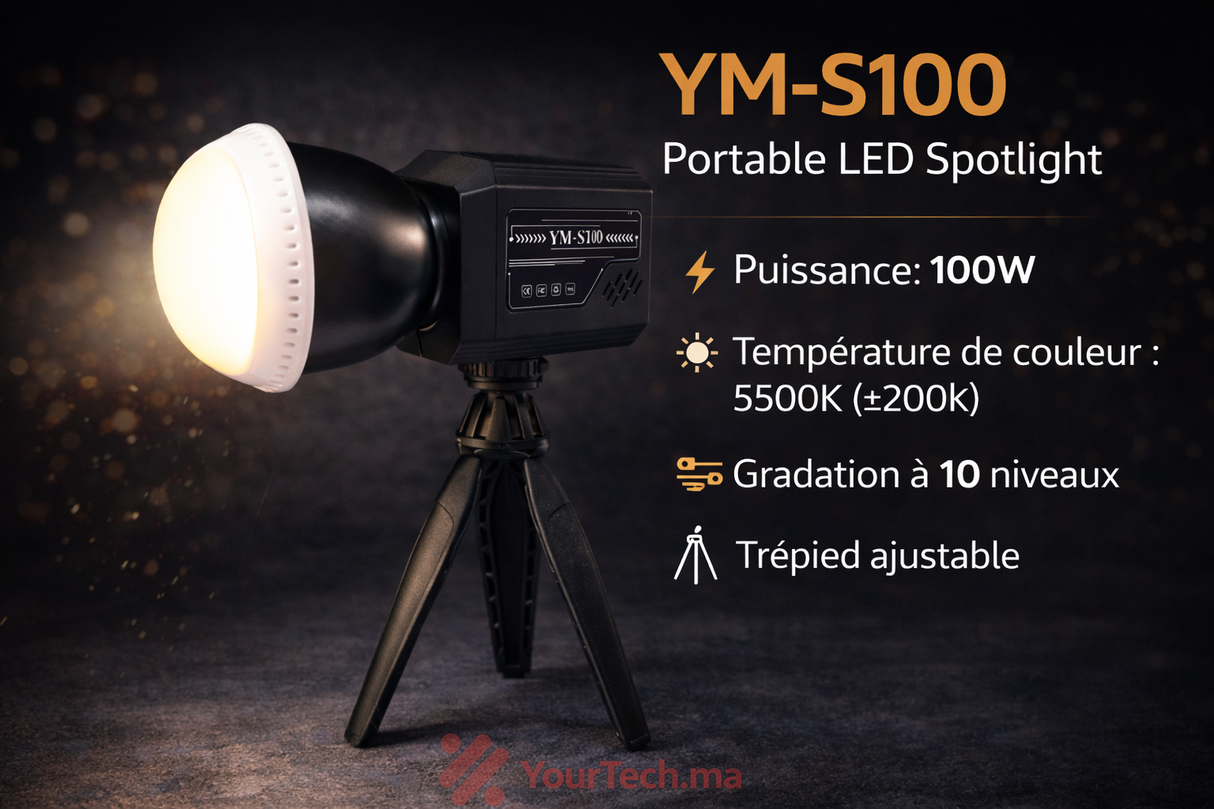 Lumière Photo Portative YM-S100 LED RGB \ Bicolore COB 3200K–6500K
