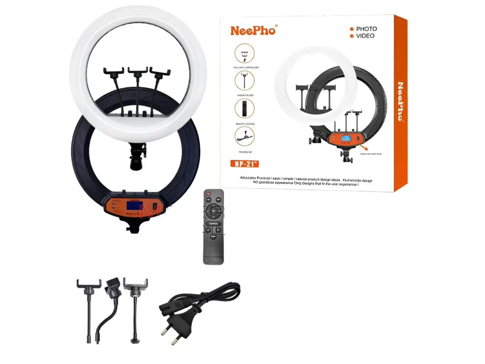 NeePho NP-21 - Ring Light Professionnel LED 54 cm avec Télécommande et Accessoires