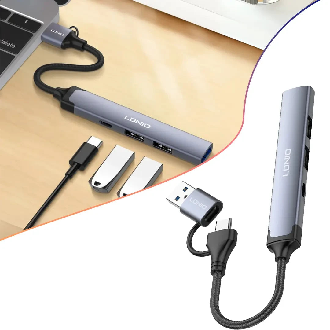 Hub USB-C 4 en 1 LDNIO DS-64C 5Gbps Gris